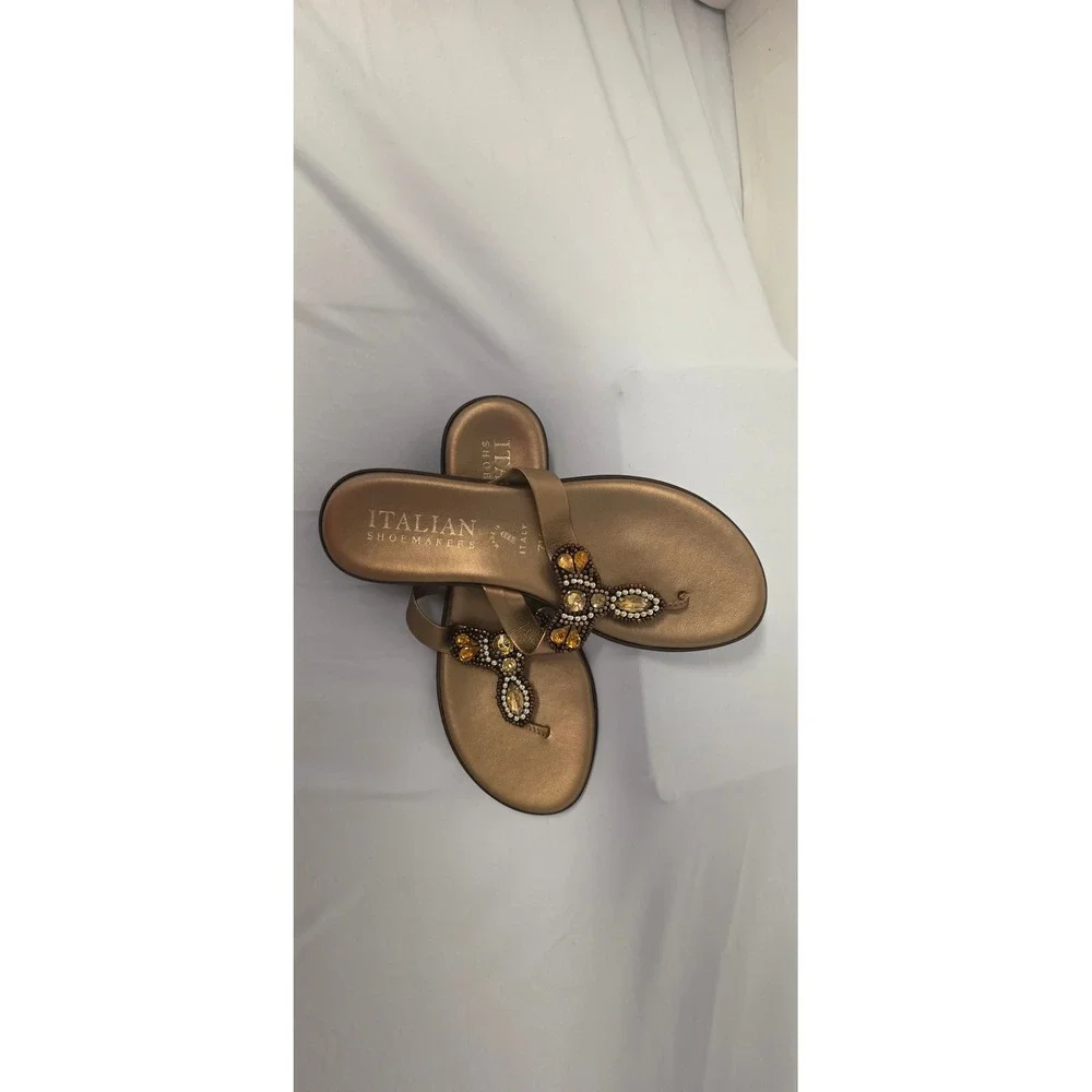 NWOT- Size 7 1/2 Italian Shoemakers Rhinestone bronze/ brown /gold sandals